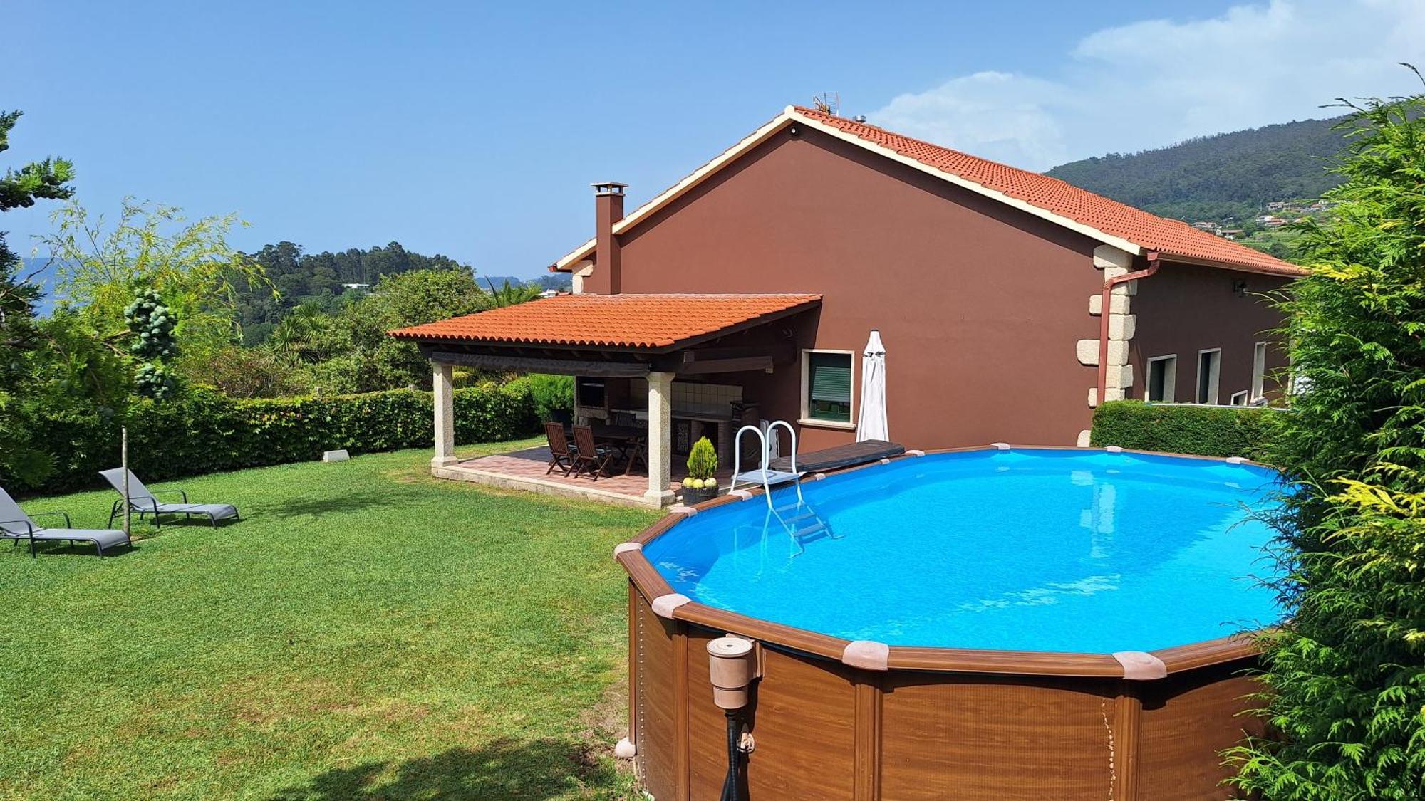 Chalet Rural 400 m playa piscina barbacoa chimenea Bueu Esterno foto