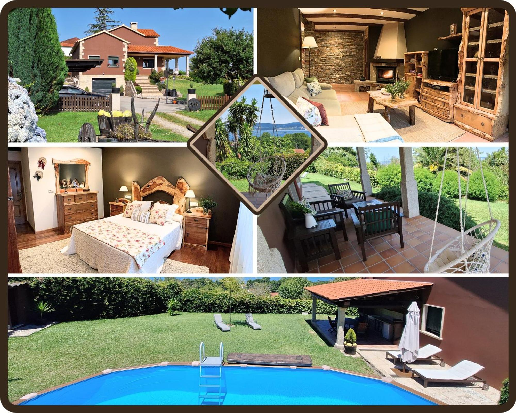Chalet Rural 400 m playa piscina barbacoa chimenea Bueu Esterno foto